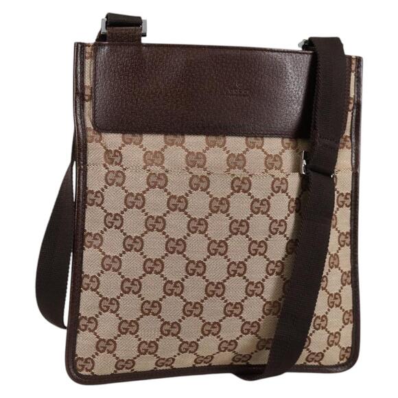 GUCCI GG Canvas Shoulder Bag Beige Silver - Picture 1 of 16